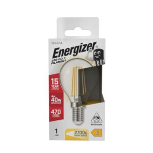 S12872 Energizer LED Filament Golf E14 (SES) 470lm 4W 2,700K (Warm White), Box of 1