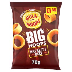 Hula Hoops Big Hoops BBQ Beef Crisps 70g, £1.35 PMP