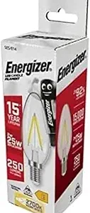 S12867 Energizer LED Filament Candle E14 (SES) 250lm 2W 2,700K (Warm White), Box of 1