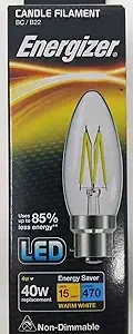 S12868 Energizer LED Filament Candle B22 (BC) 470lm 4W 2,700K (Warm White), Box of 1