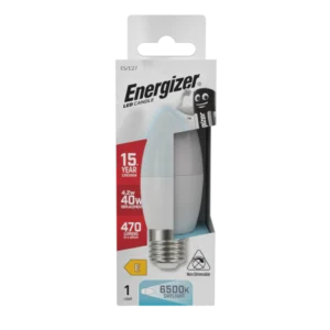 S13574 Energizer LED Candle E27 (ES) 470lm 4.2W 6,500K (Daylight), Box of 1